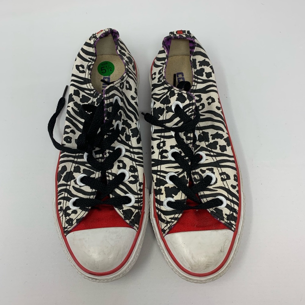 Converse Black And White Zebra Print Gem